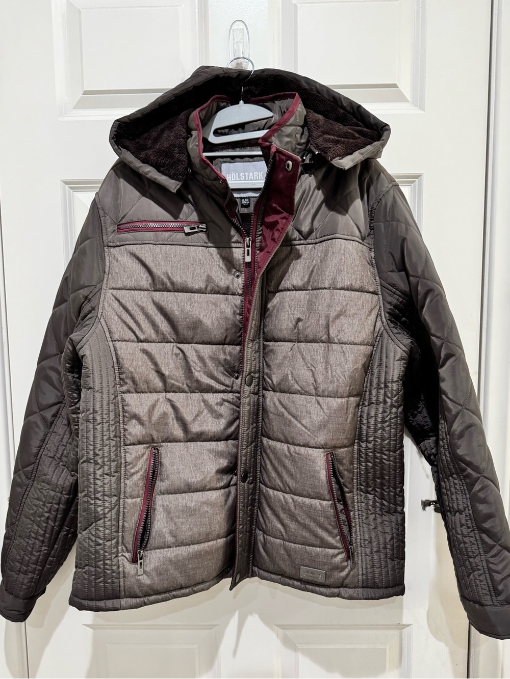 Holstark Women’s Puffer Parka Jacket Coat Faux Fur w Hood Size XL